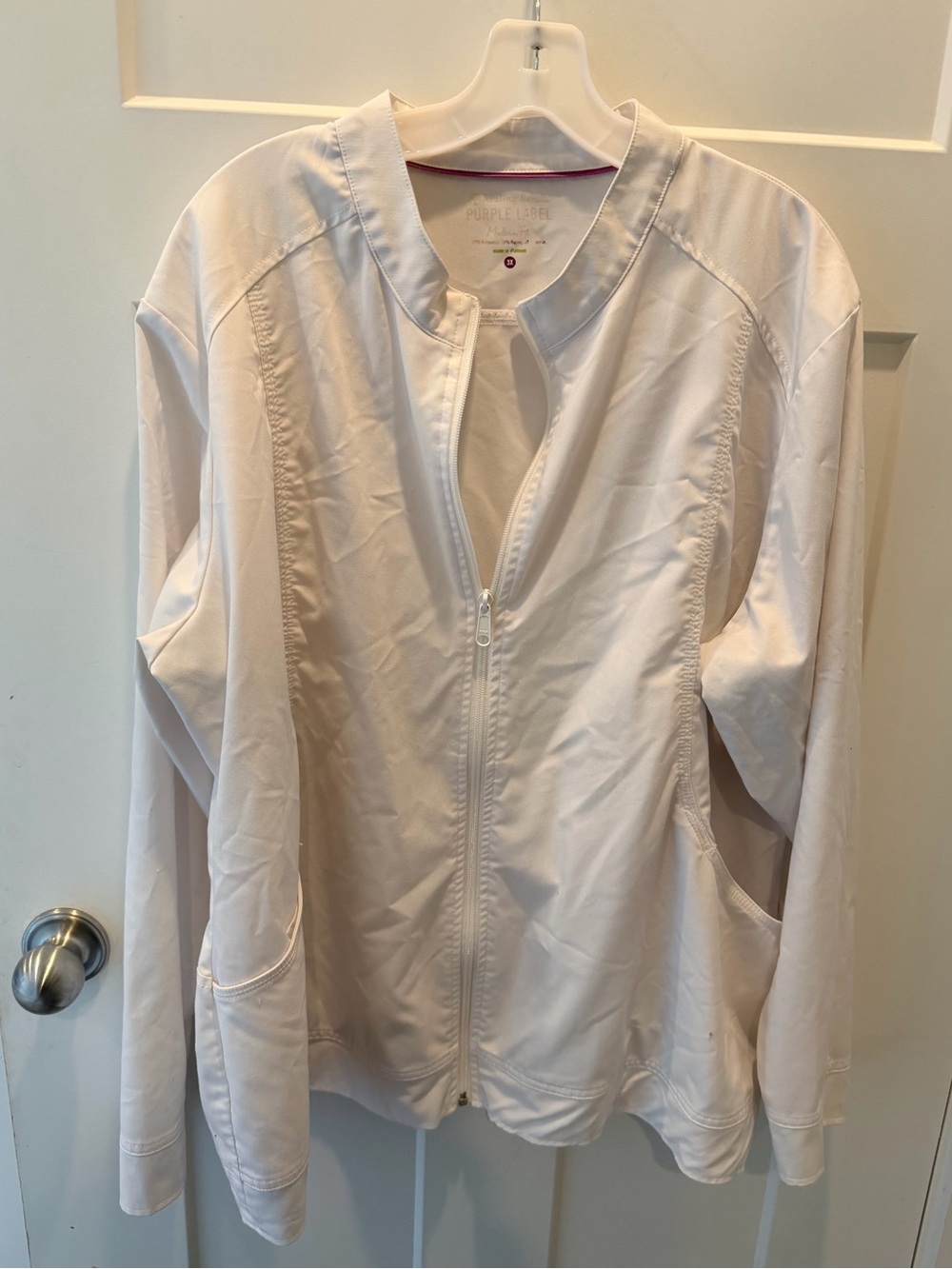 Healing Hands Purple Label Scrub Jacket 3X White Full Zip Stretch
